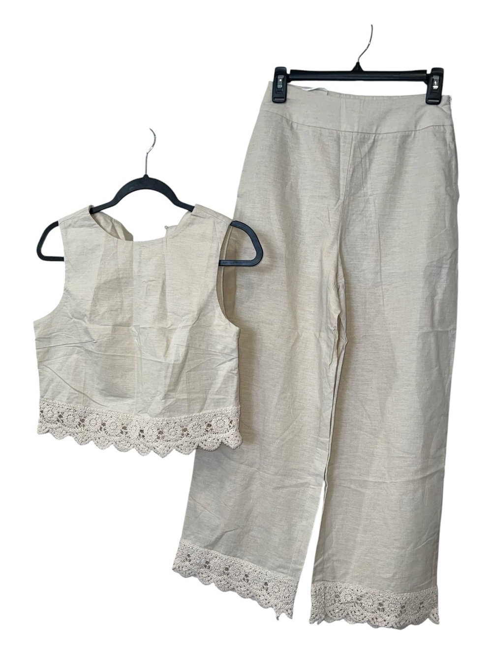 CoMMENSE Cotton Linen Lace Trim Two-Piece Pants Set Size XS NWT - Picture 4 of 12